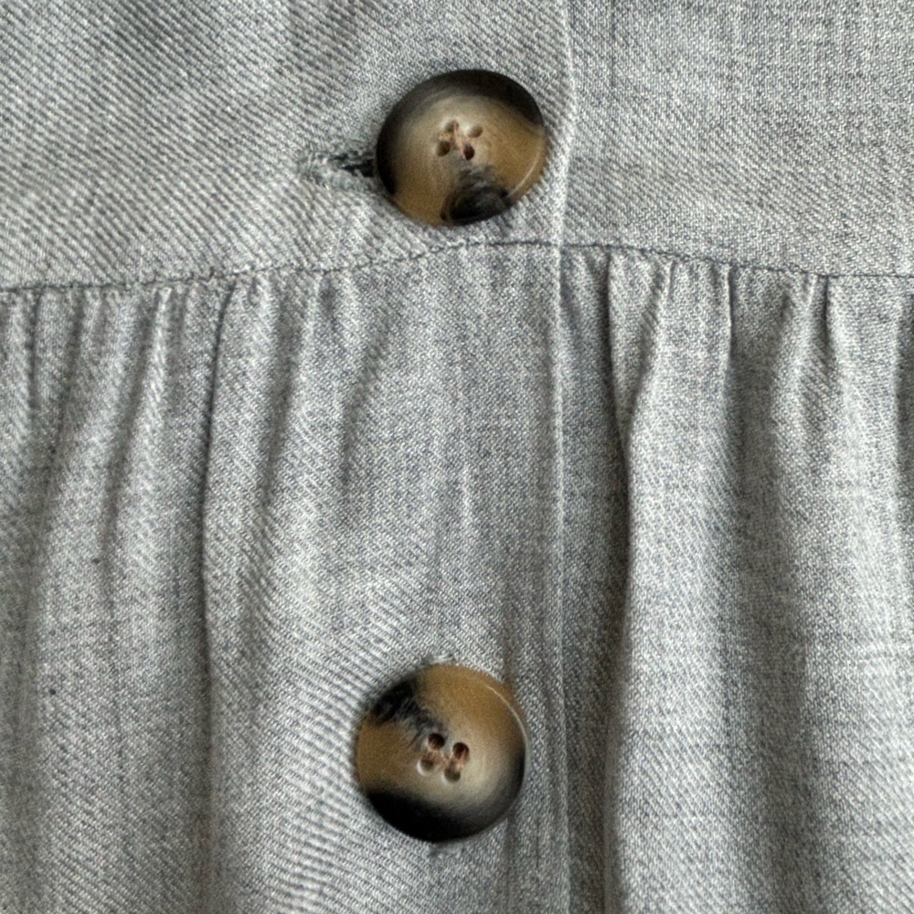 ZARA | Long Sleeve V-Neck Linen-Look Midi Dress with Buttons M - Picture 6 of 9